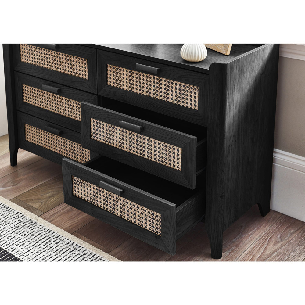 Julian Bowen Sydney 6 Drawer Black Ash Wide Chest of Drawers Image 5