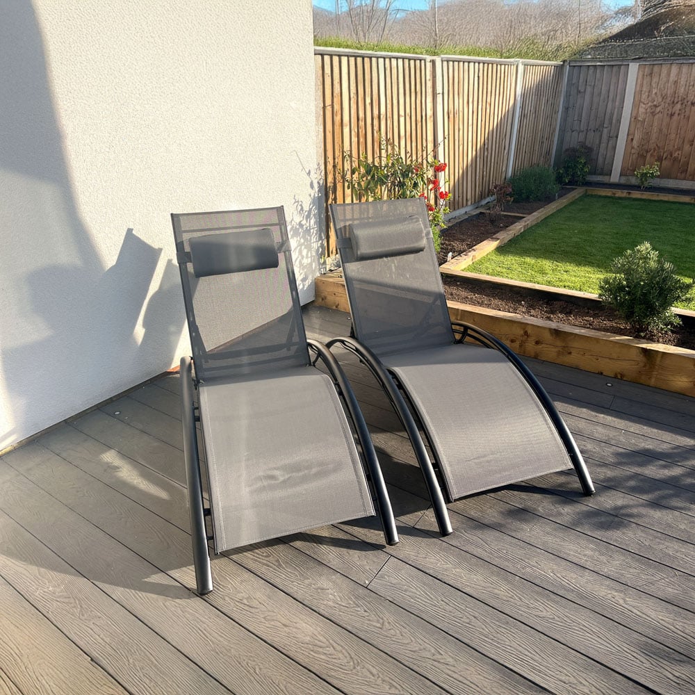 Outdoor Living Bali Set of 2 Grey Sun Loungers Image 9