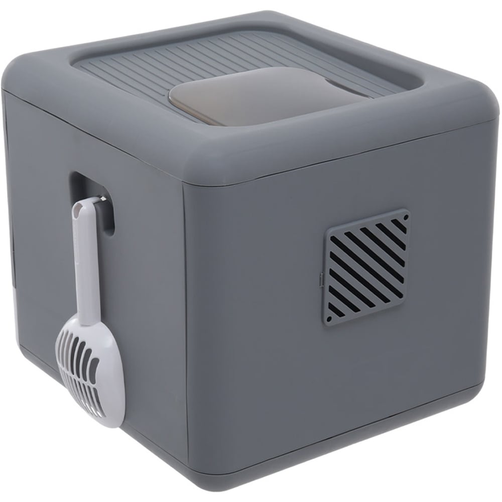 H&O Direct Grey Fully Enclosed Cat Toilet Litter Box 39 x 40 x 44cm Image 2