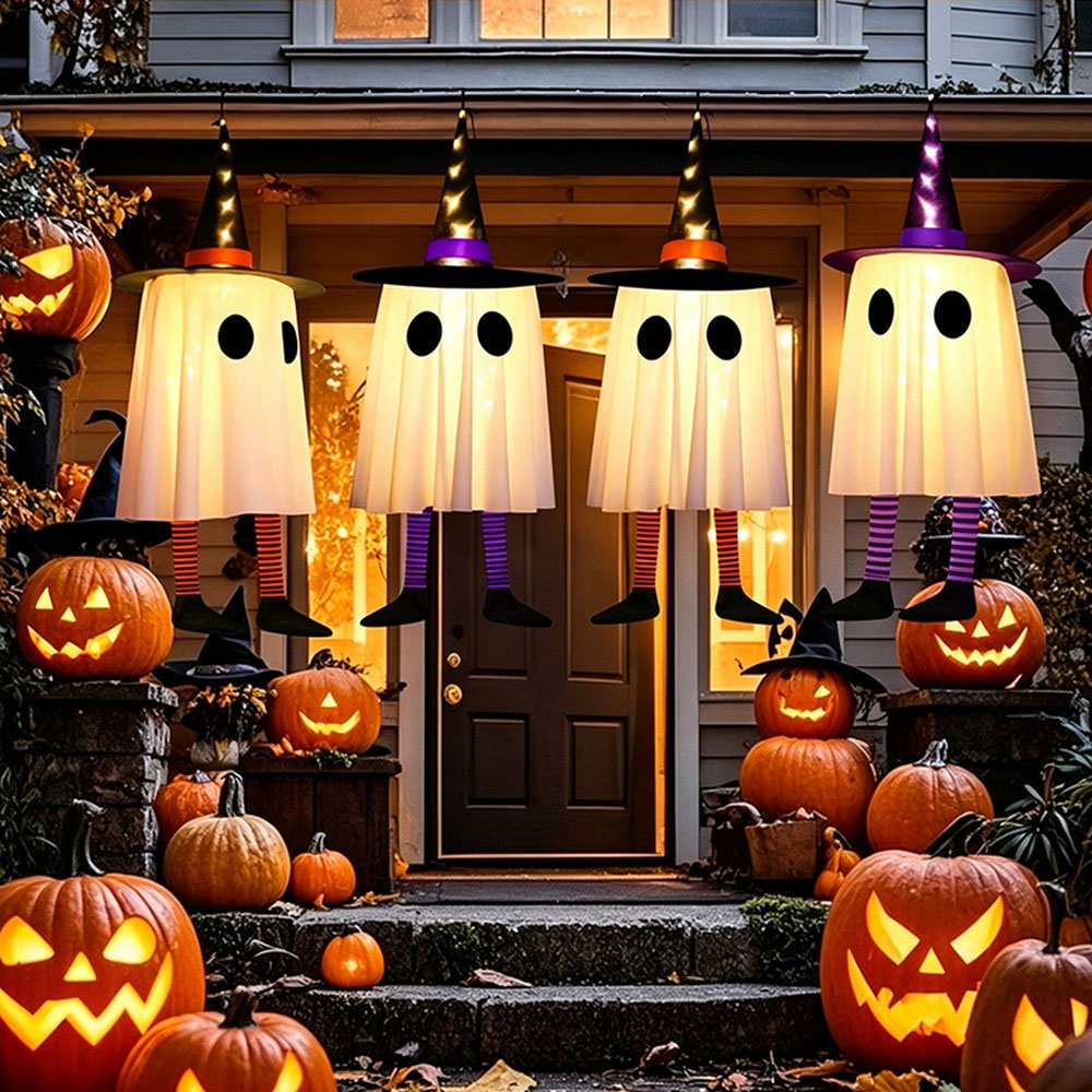 Lovii Warm White LED Orange Ghost Hanging Halloween Fairy Light Image 2