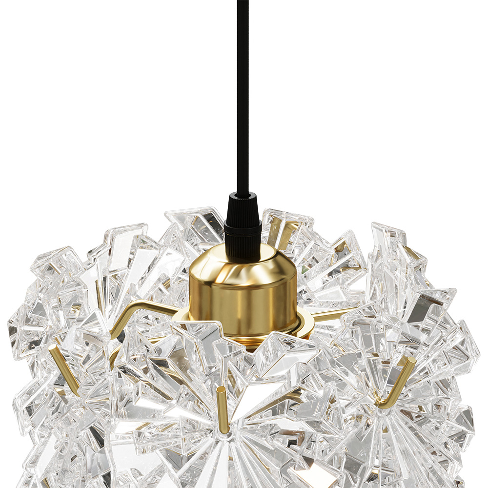 Living and Home Large Gold Glass Shade E27 Pendant Light Image 4