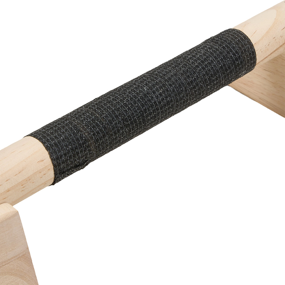H&O Direct Natural and Black Wooden Portable Non-Slip Push Up Bar 2 Pack Image 3