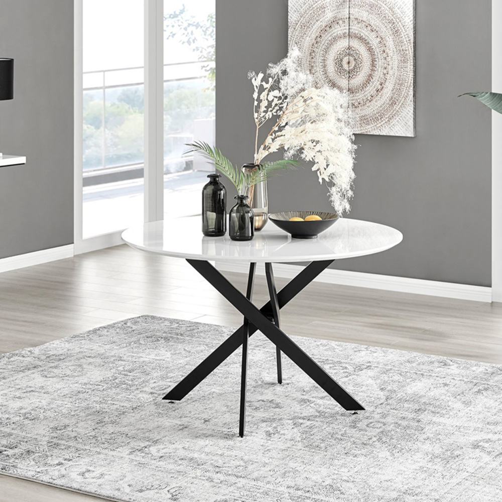 Furniturebox Arona Valera 6 Seater Round Dining Set White Gloss and Grey Image 2