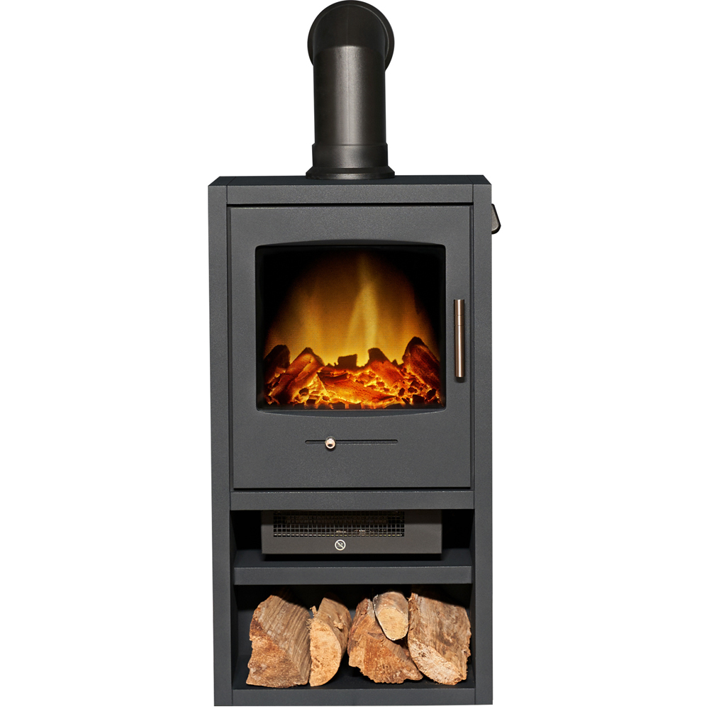 Adam Bergen Charcoal Grey XL Electric Stove with Angled Pipe Image 3