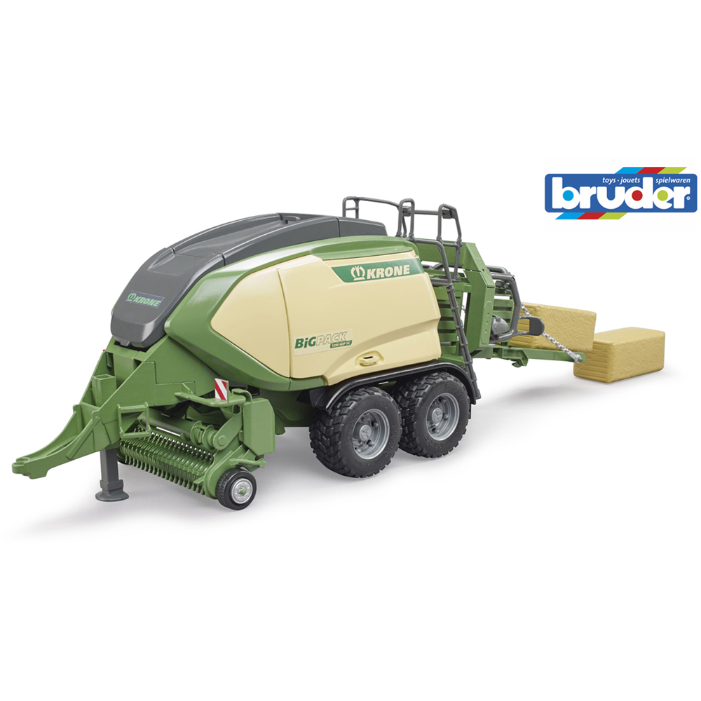Bruder Kids Krone BiG Pack 1290 HDP VC Playset Model with 2 Square Hay Bales Image 9