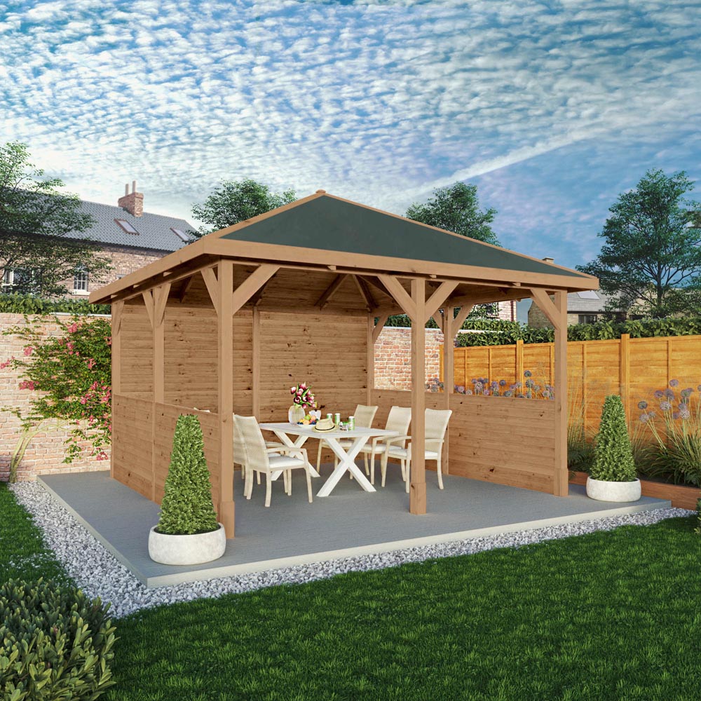 Mercia 4 x 4m Pressure Treated Traditional Gazebo with Side Panels Image 6