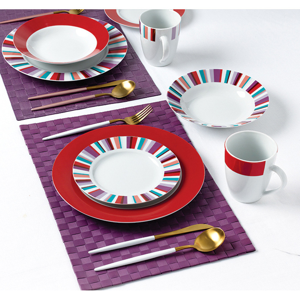 Waterside Mix and Match Stripe Multicolour 24 Piece Dinner Set Image 3