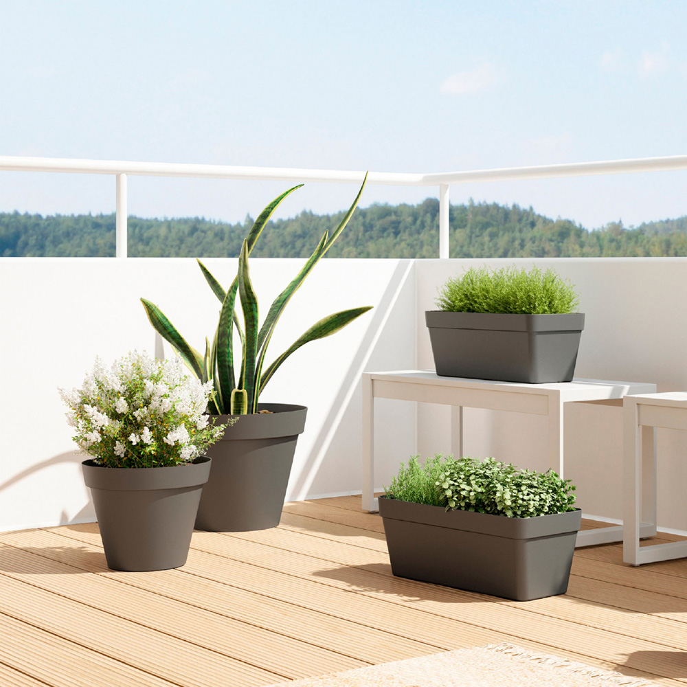 Artevasi Capri Anthracite Round Plastic Plant Pot 30cm Image 2