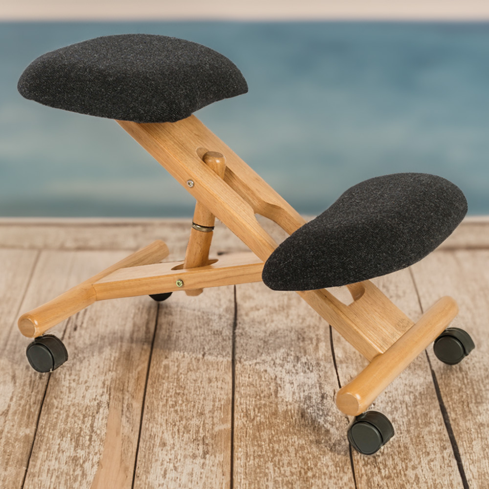 Teknik Charcoal Wooden Framed Office Kneeling Stool Image 1