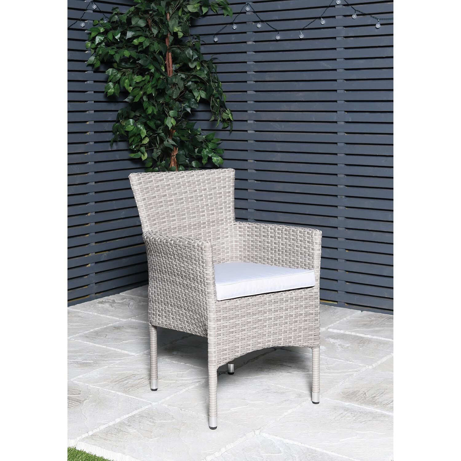 Malay Madrid Polyester Rattan 4 Seater Dining Set Grey Image 8