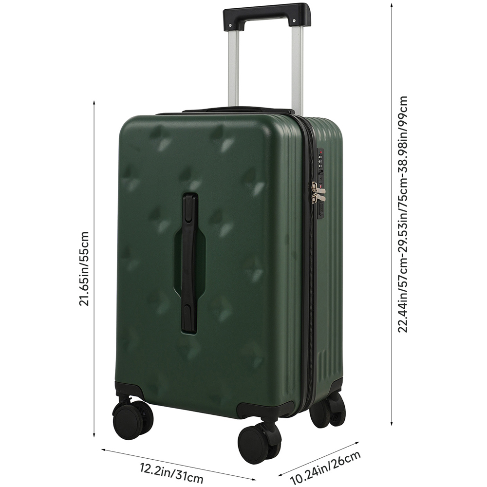 H&O Direct Green ABS Hard Shell Suitcase with Cup Holder USB Port and Stickers 20 inch Image 6
