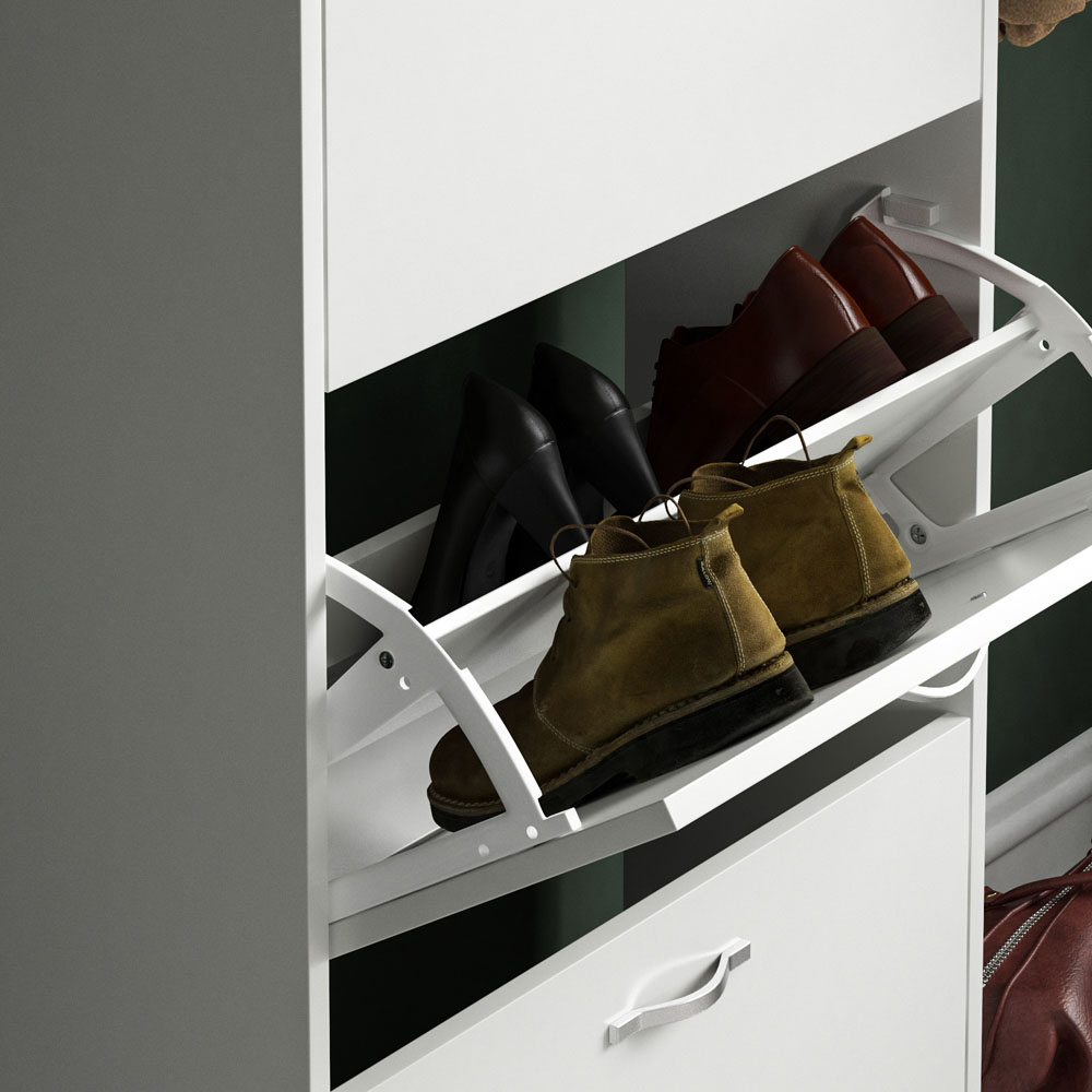 Vida Designs 3 Drawer White Shoe Cabinet Image 4