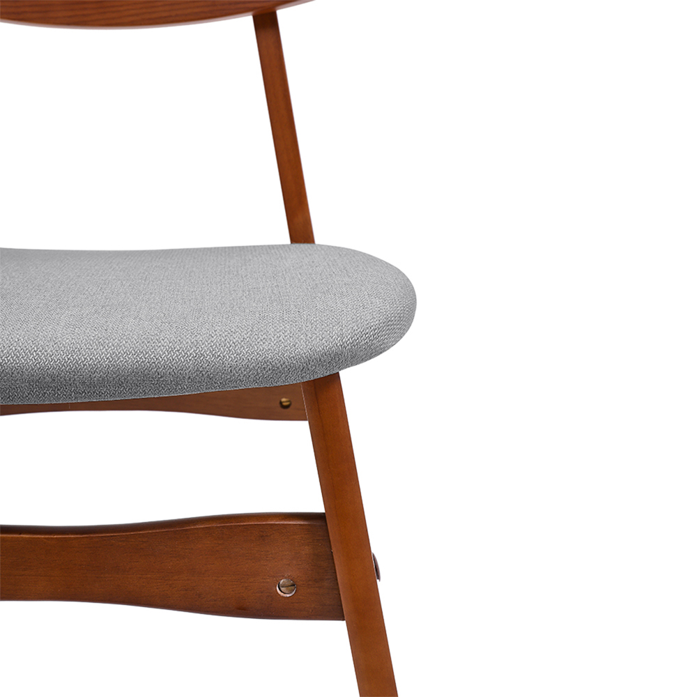 Living and Home Set of 2 Grey Linen Curved Backrest Dining Chair Image 5