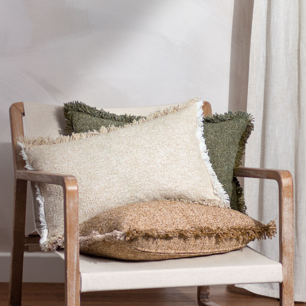 Yard Doze Moss Reversible Fringed Cushion Image 4