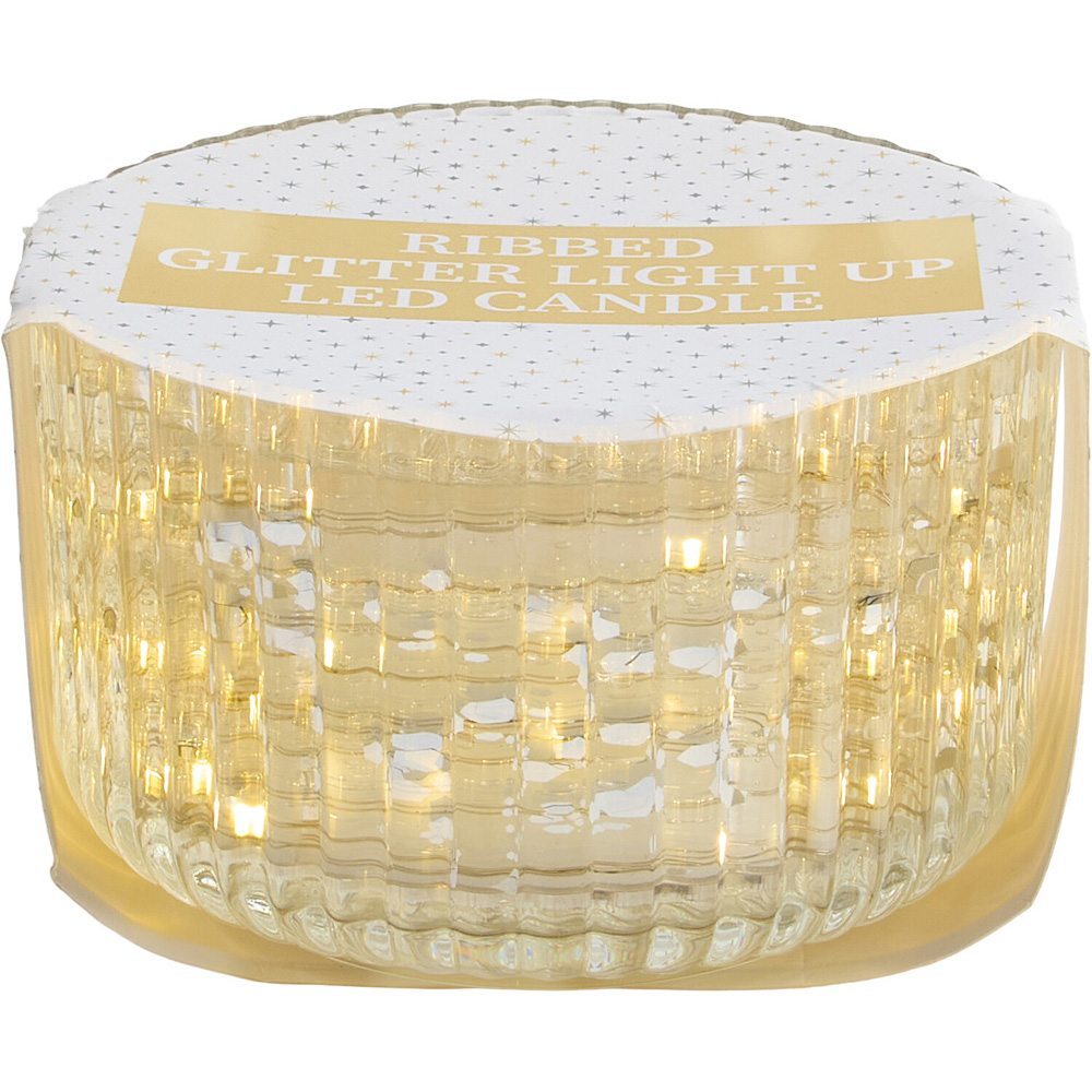 Ribbed Glitter Light-Up LED Candle Image 10