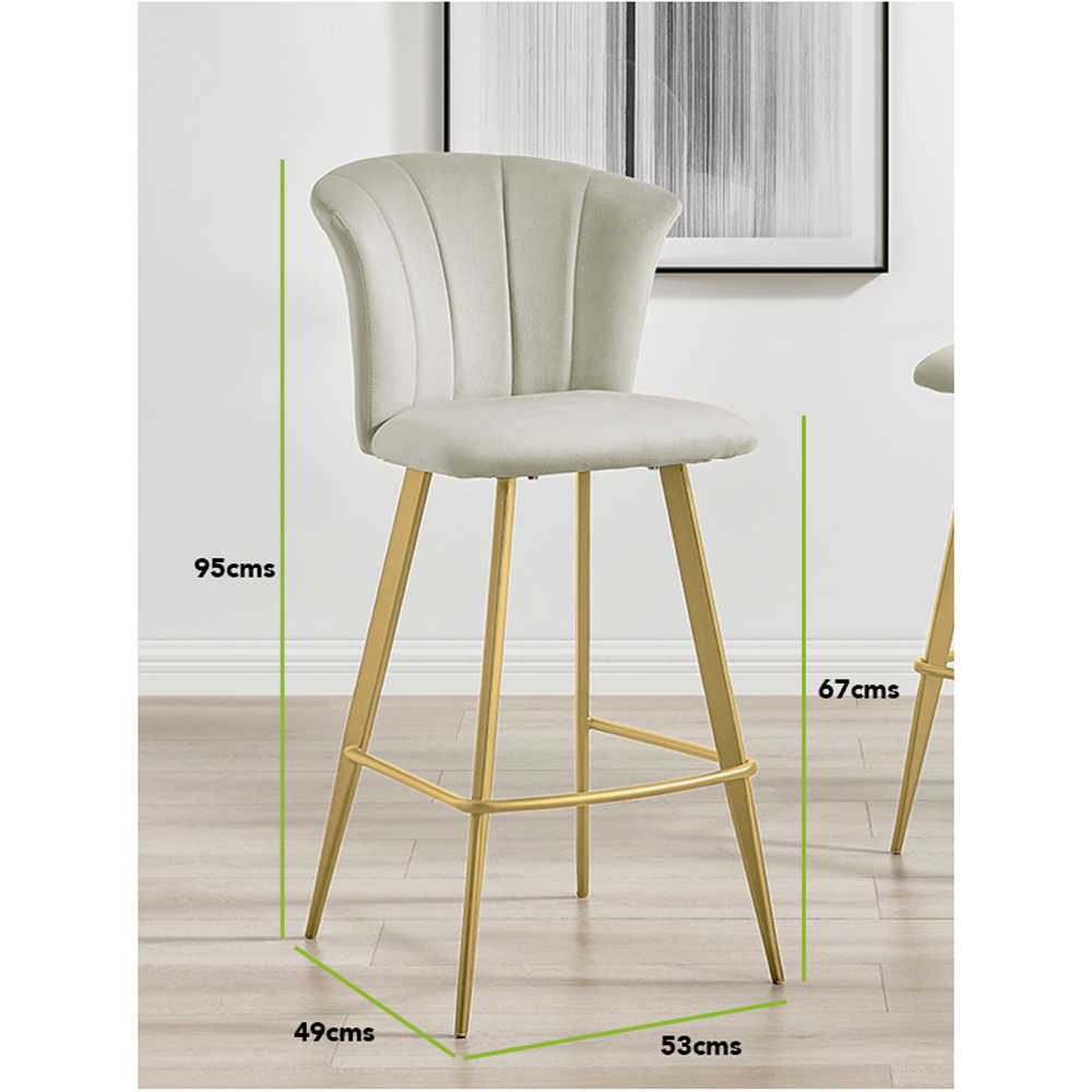 Furniturebox Hazel Cappuccino and Gold Velvet Bar Stool Set of 2 Image 6