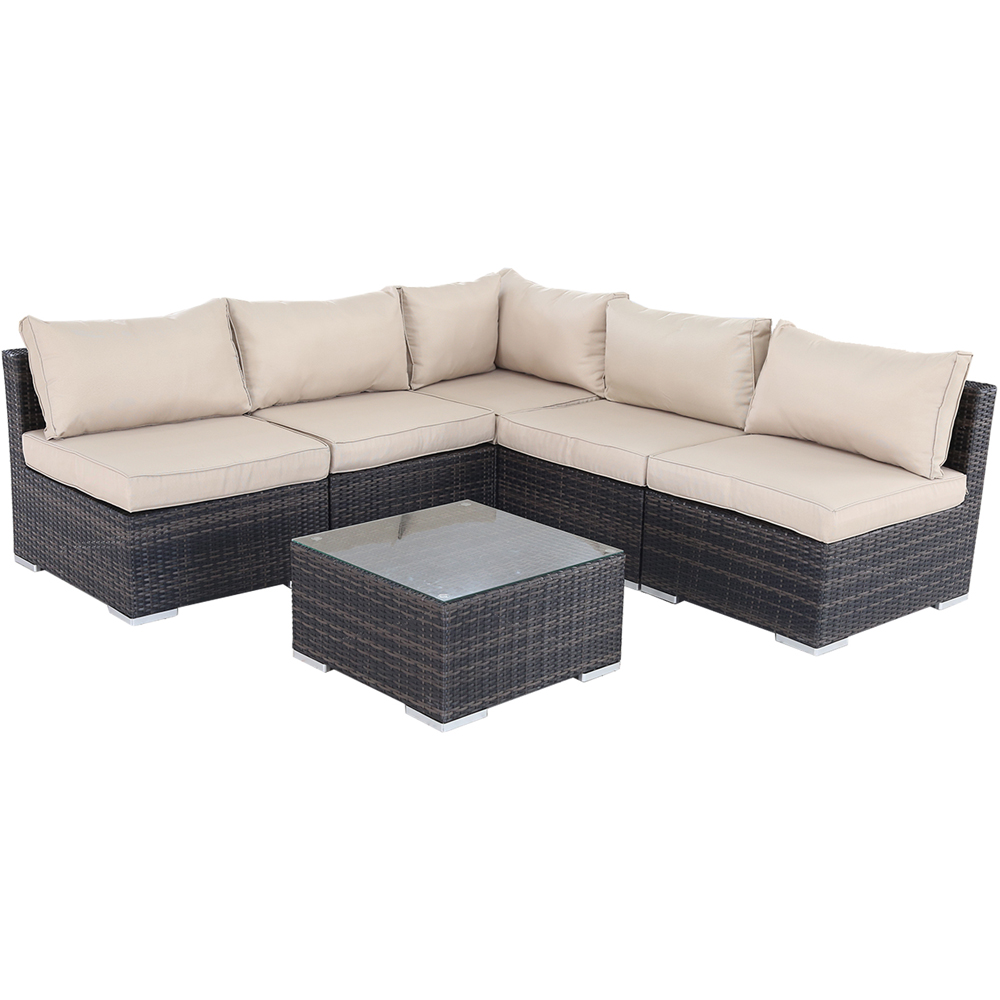Furniture One 6 Seater Brown Garden Corner Sofa Set Image 3