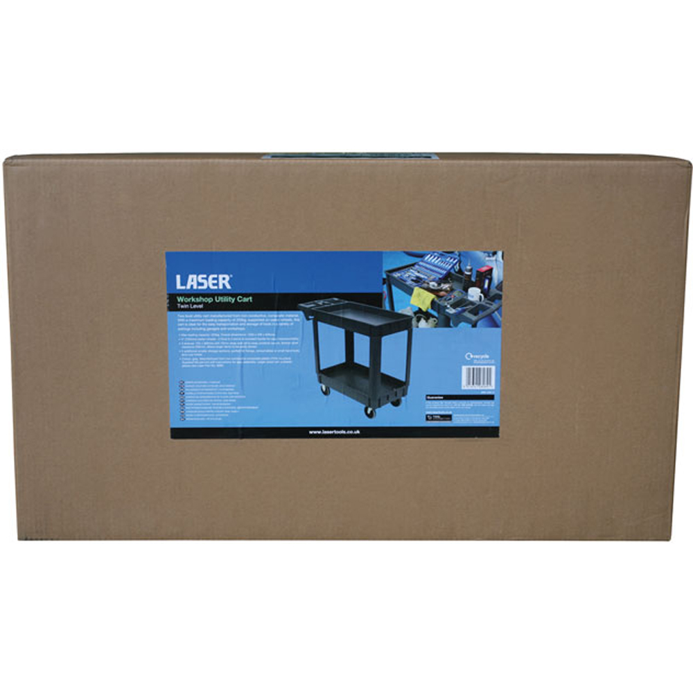 Laser 8089 Twin Level Black Workshop Utility Cart Image 5