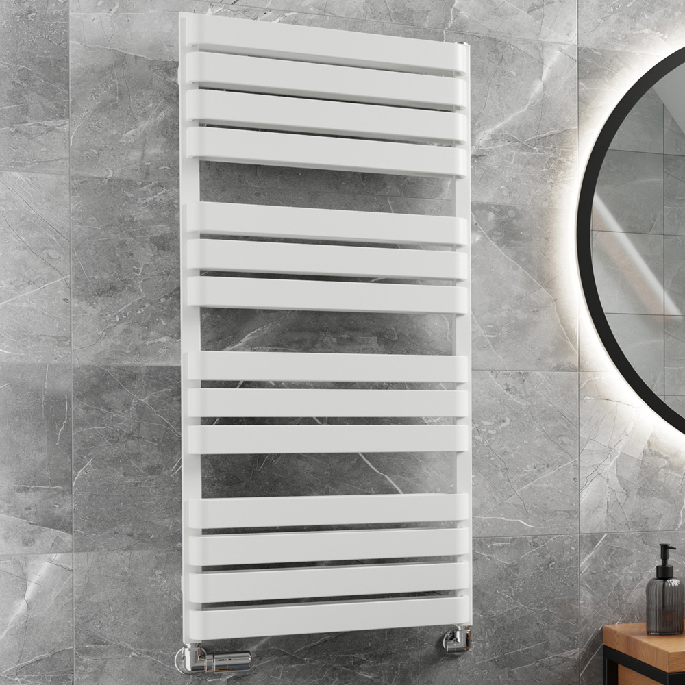 Terma Warp T Bold Matt White Heated Towel Rail 2660 BTU 1110 x 500mm Image 2