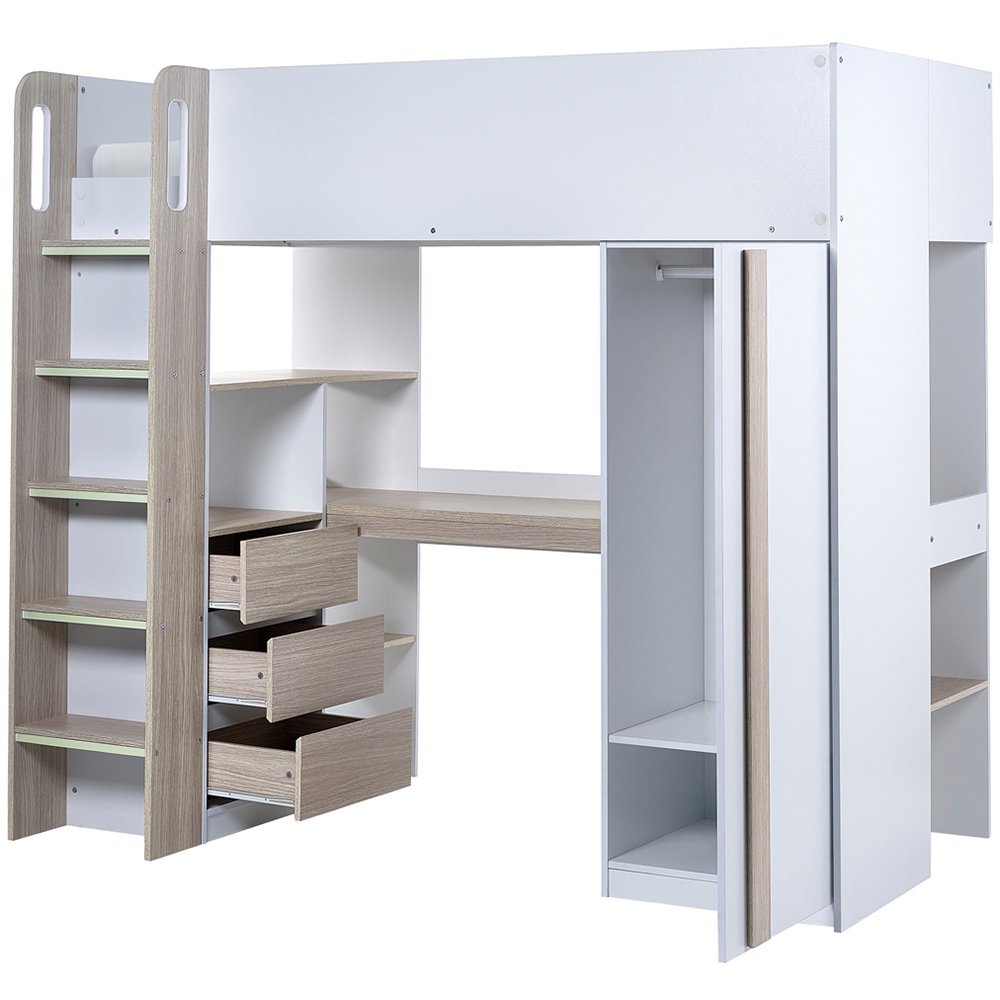 Julian Bowen Ocean Pale Wood and White High Sleeper with Storage Image 3