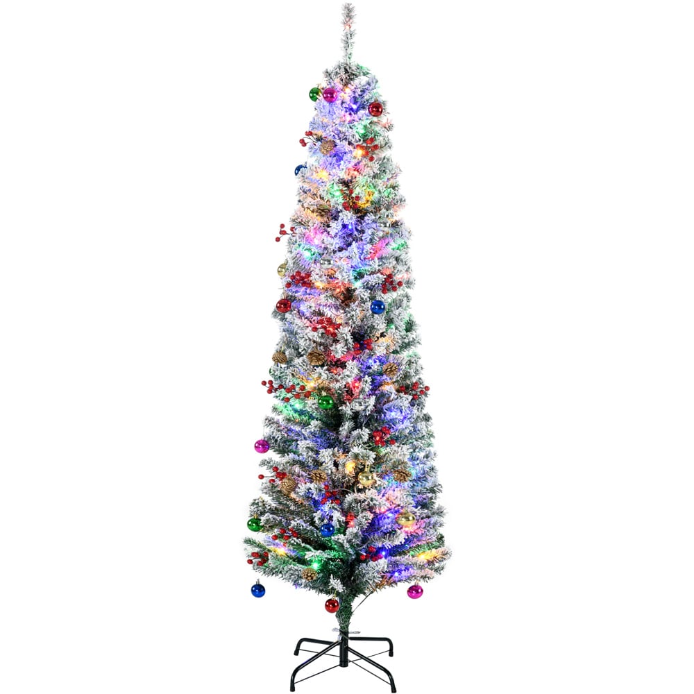 Everglow Pre-Lit Green Artificial Christmas Trees with Decoration Ornament 6ft Image 1