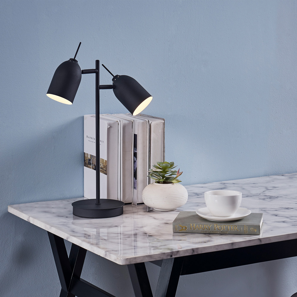 Teamson Home Mason 2 Way Black Metal Shade Table Lamp Image 5