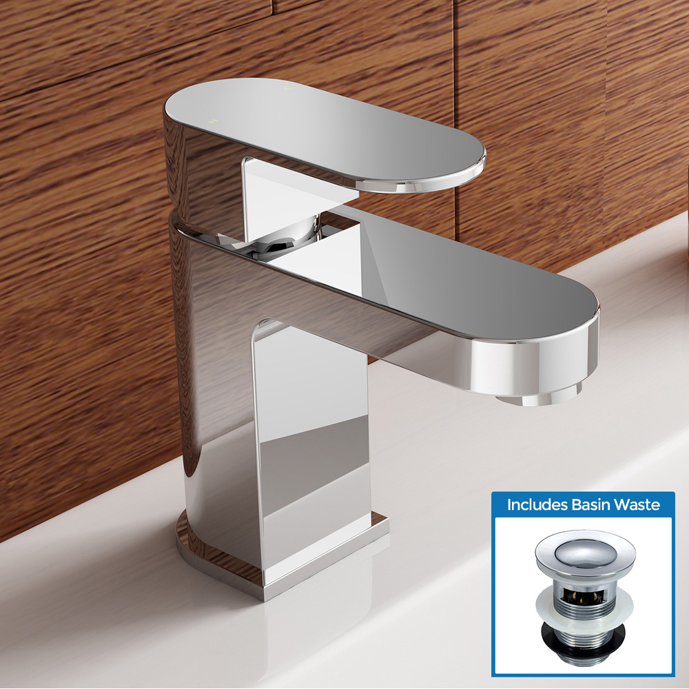 Nes Home Kento Chrome Cloakroom Mono Basin Mixer Tap with Waste Image 2