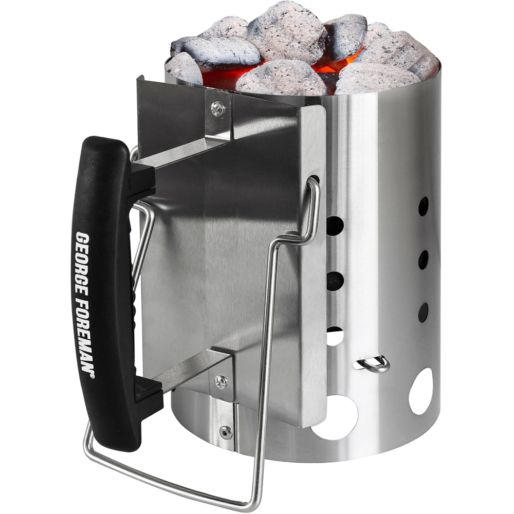 George Foreman Stainless Steel Quick Fire Compact Charcoal Chimney Starter Image 3