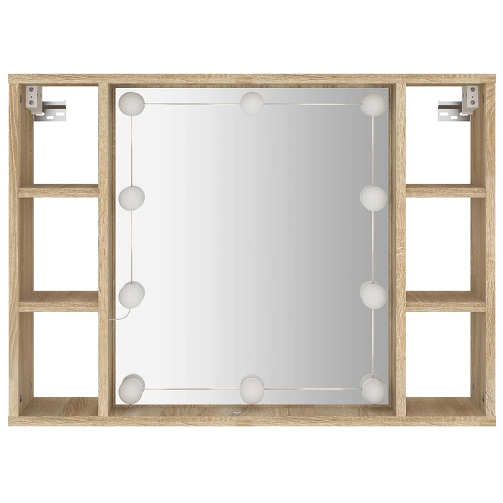 vidaXL 6 Open Shelf Sonoma Oak LED Mirror Cabinet Image 4