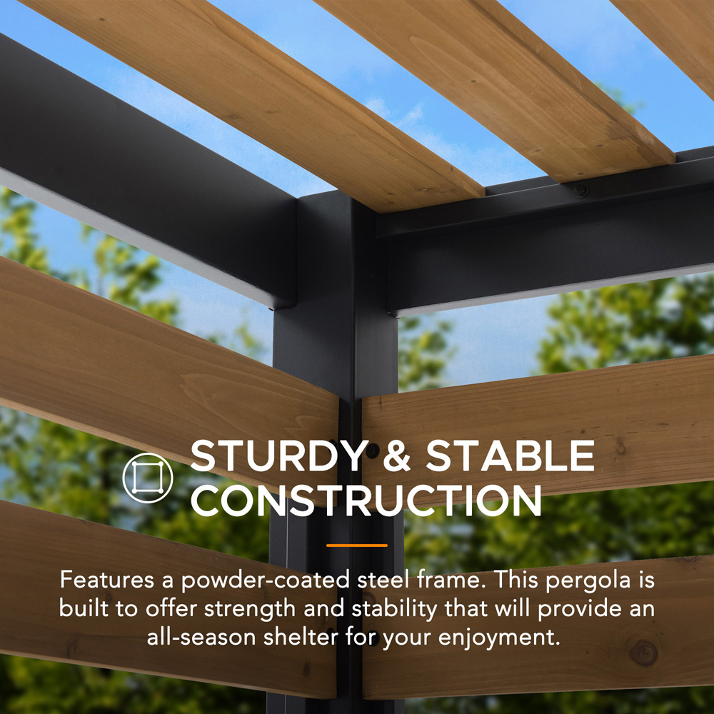Sunjoy Marao 1.91 x 3.13m Black and Brown Steel Pergola Image 5