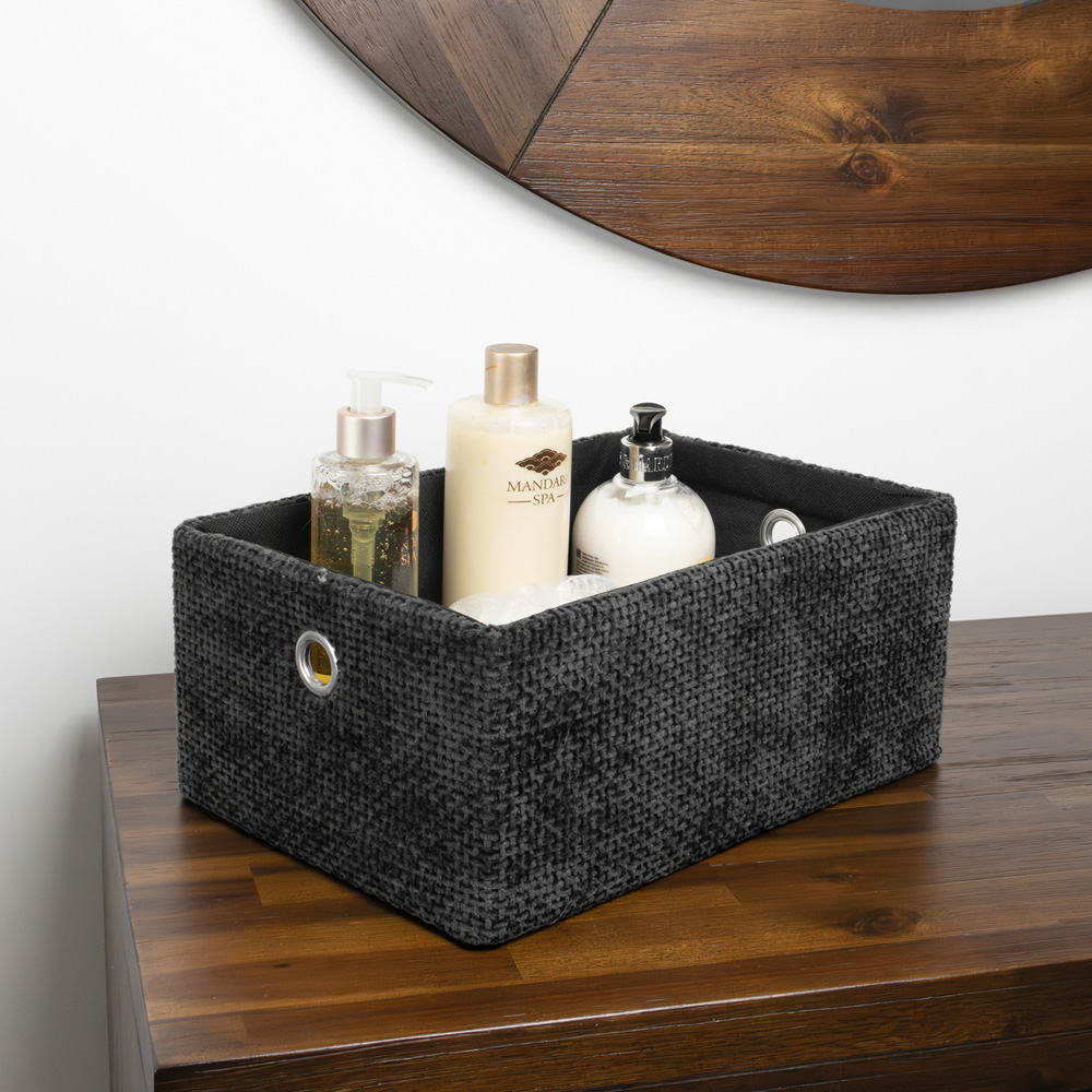 JVL Metro Black Rectangular Storage Basket 3 Pack Image 8