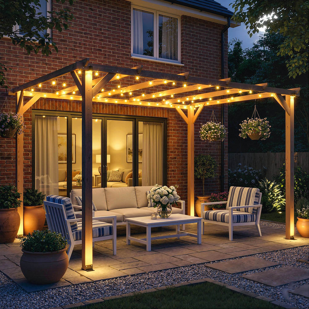 Outsunny 4 x 3m Maple Wood Effect Wooden Pergola Image 4