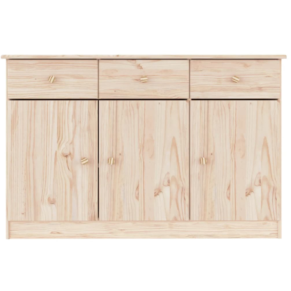 vidaXL Alta 3 Door 3 Drawer Natural Solid Pine Wood Sideboard Image 4