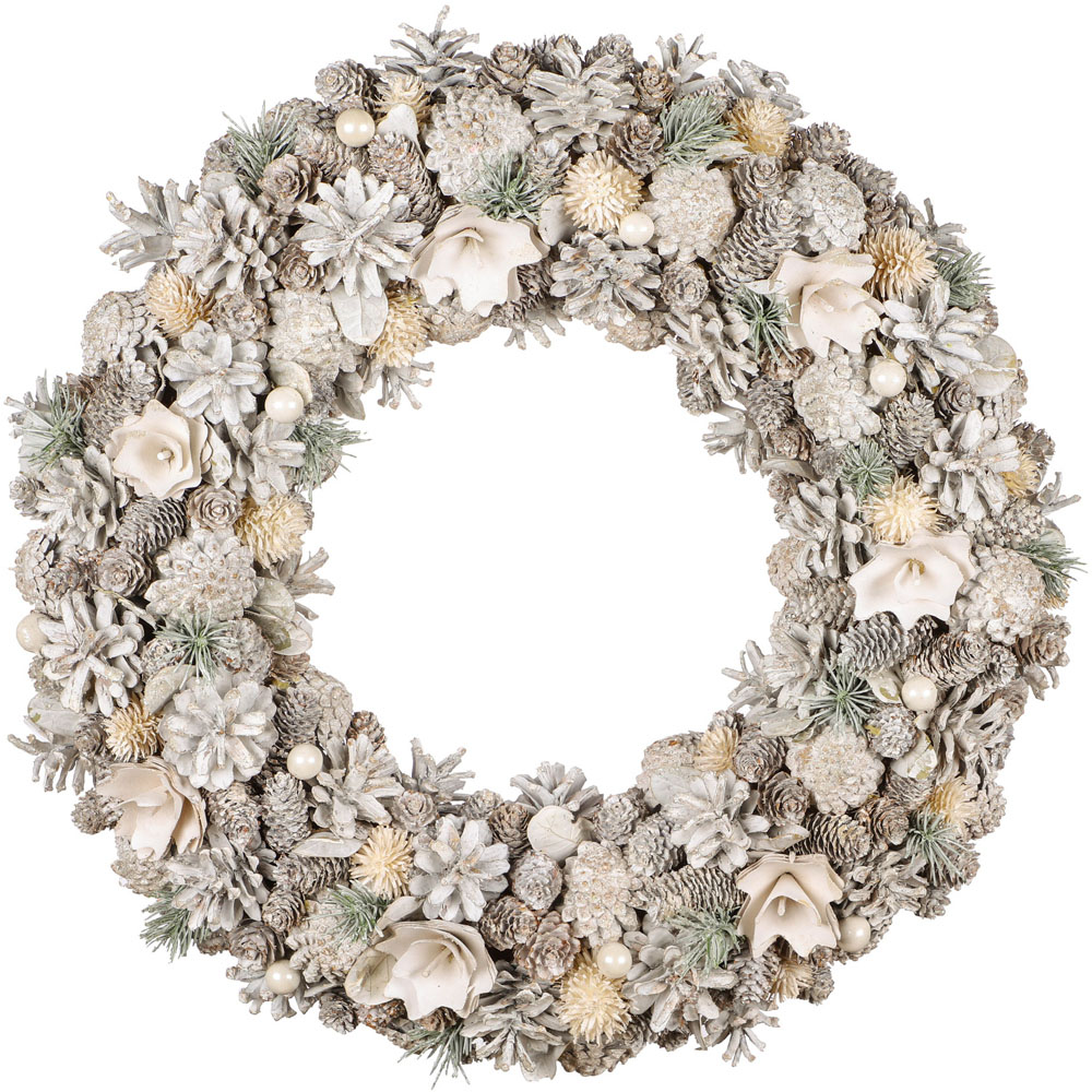 Dibor Giant Morning Frost Christmas Wreath 50cm Image 1