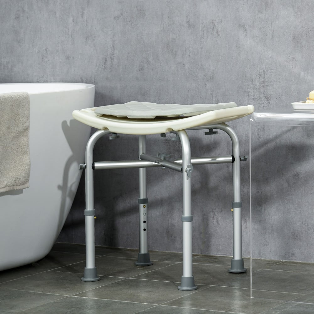 HOMCOM Height Adjustable Aluminium Shower Stool Image 4