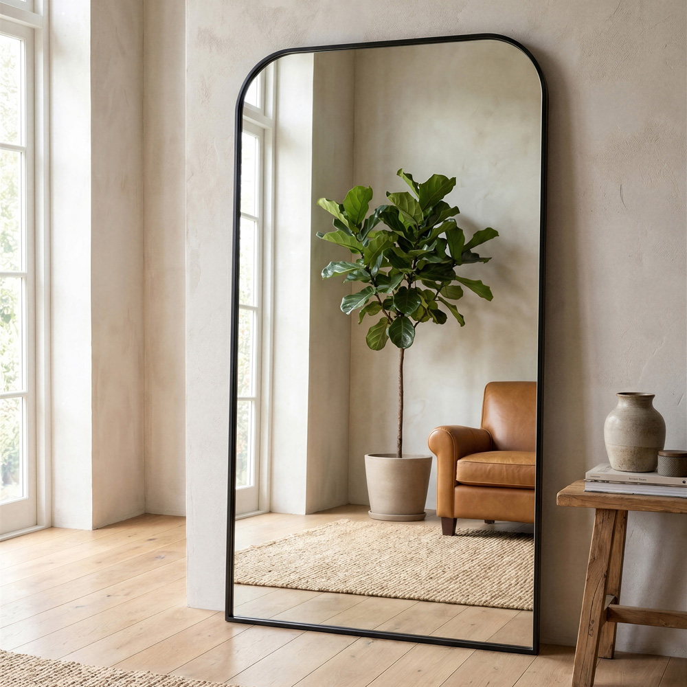 Contemporary Metal Mirror Black Image 2