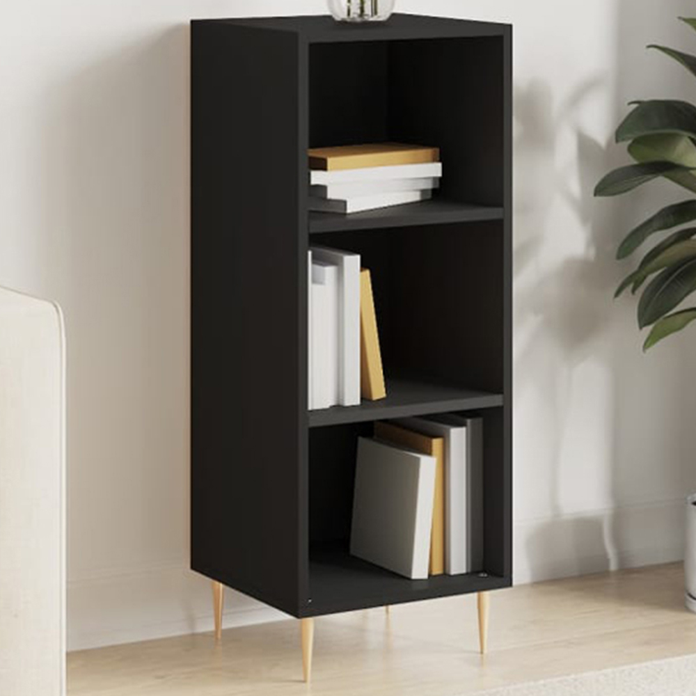 vidaXL 3 Shelf Black Wooden Sideboard Image 1