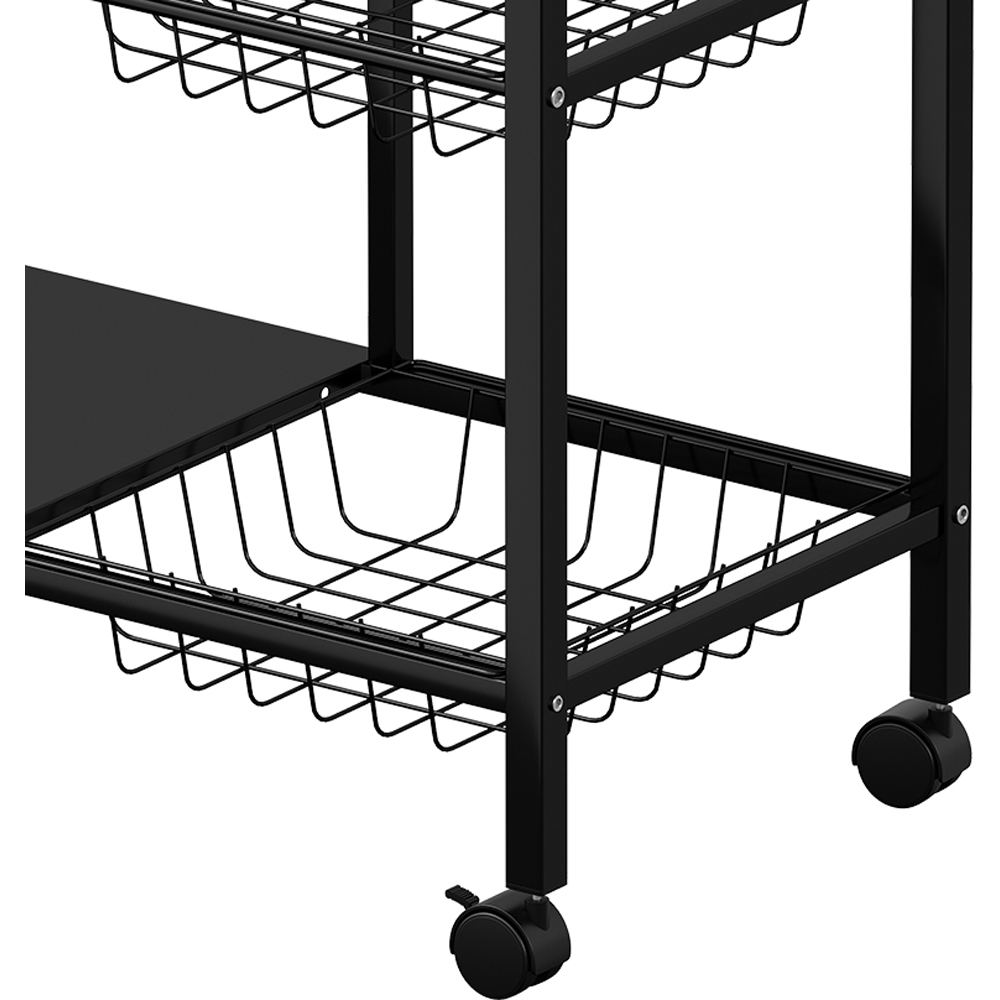 Living and Home 4-Tier Black Microwave Storage Rack on Wheel Image 3