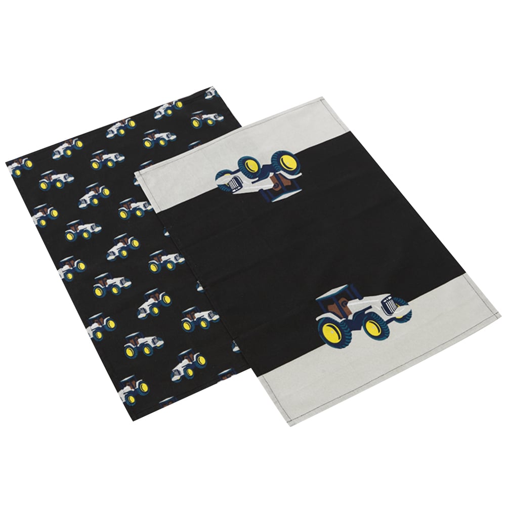 Highlands Homeware Elizabeth Tractor Grey Tea Towels 2 Pack Image 1
