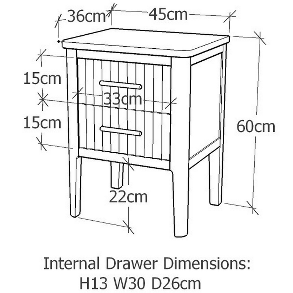 Palau 2 Drawer Black Bedside Table Image 9