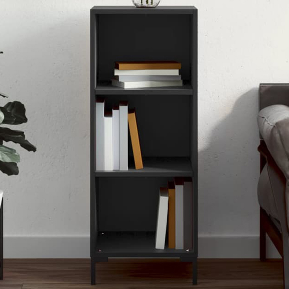 vidaXL 3 Shelf Black Wooden Sideboard Image 1