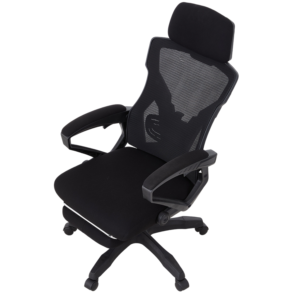 Living and Home Black Mesh High Back Office Chair with Footrest Image 2