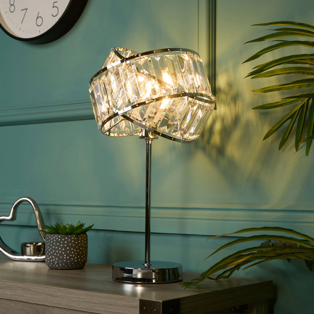 Lighting Collection Jarell Chrome and Clear Acrylic Table Lamp Image 2