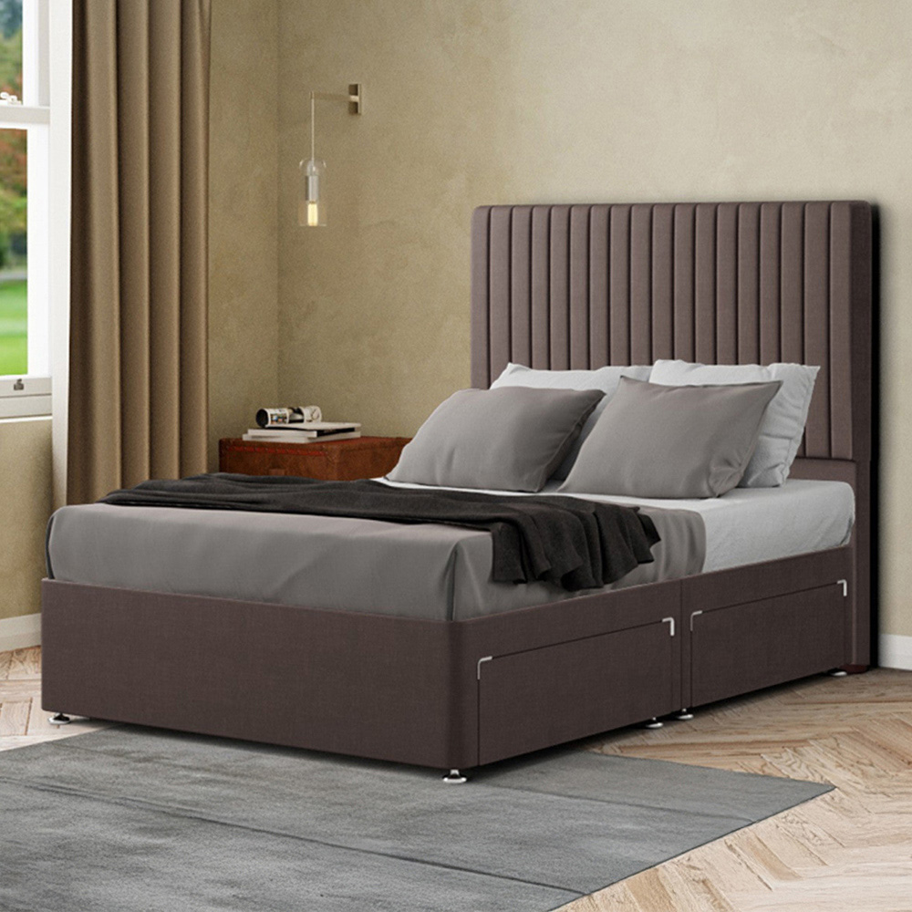 Portland Maryland Double Slate Malham Weave Divan Bed with 2 Drawer and Headboard Image 1