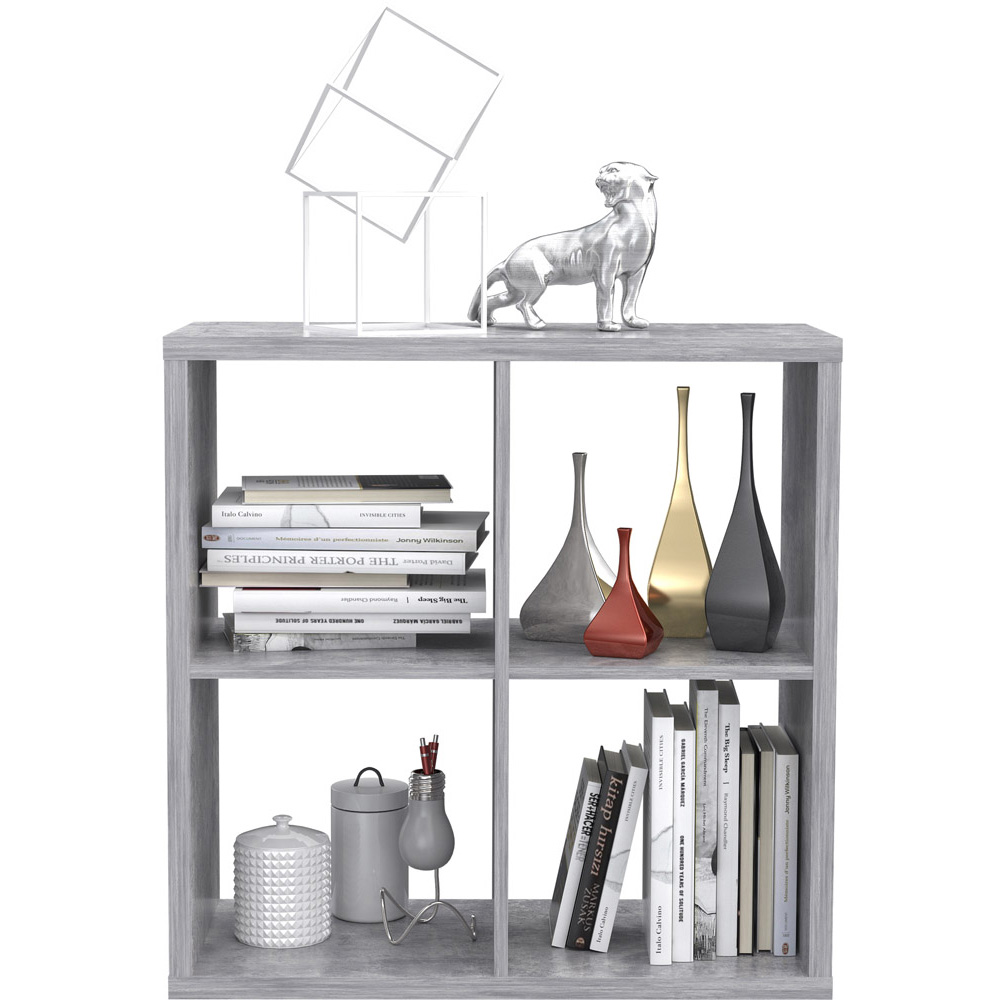 Florence Mauro 4 Shelf Concrete Grey Bookcase Image 4