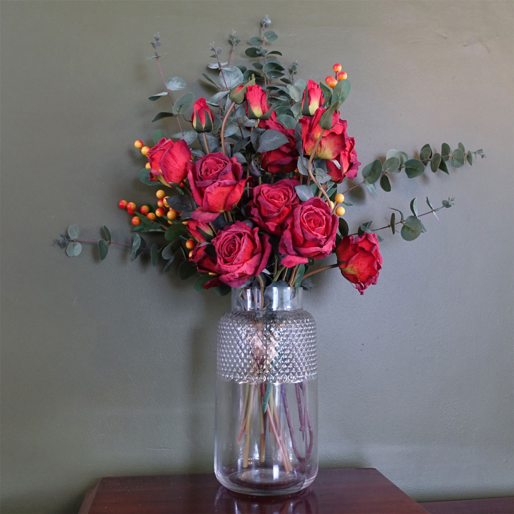 Botanik Clear Diamond Glass Vase 29cm Image 2