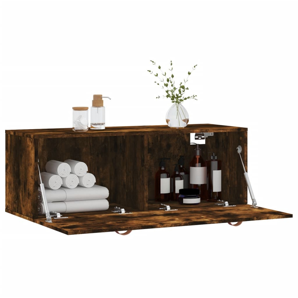 vidaXL 2 Door Smoked Oak Wall Cabinet Image 4
