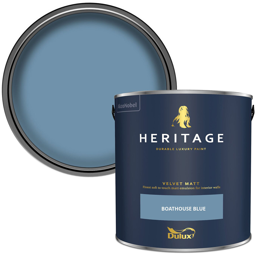 Dulux Heritage Walls and Ceilings Boathouse Blue Velvet Matt Emulsion Paint 2.5L Image 1