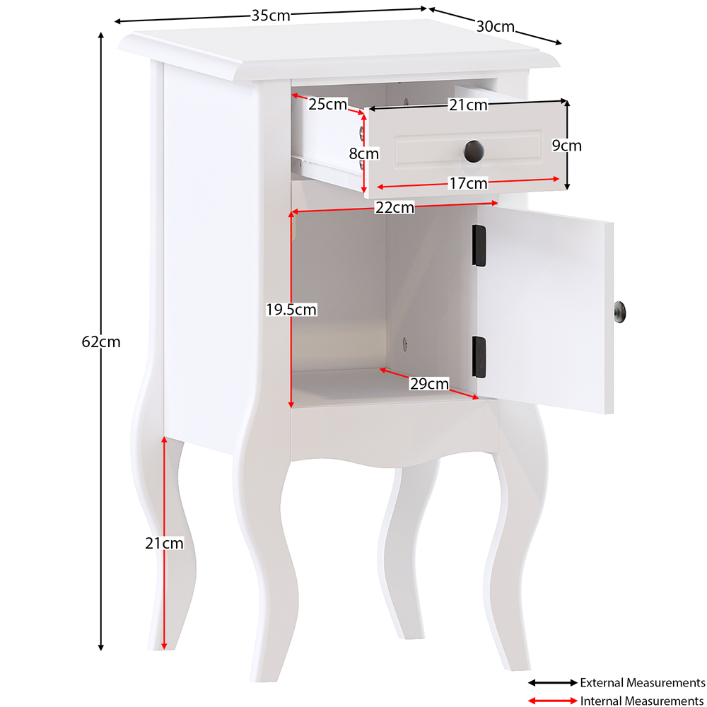Vida Designs Nishano Single Door Single Drawer White Bedside Table Image 8