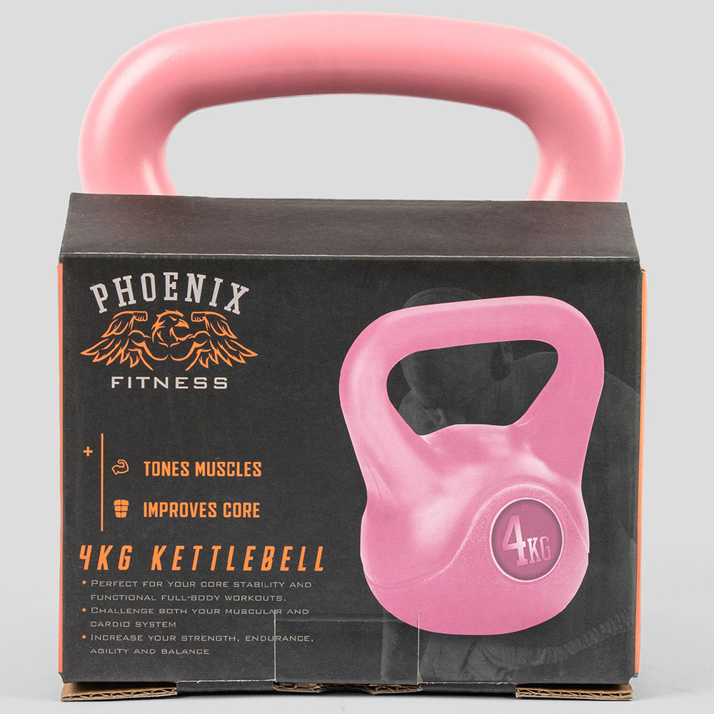 Phoenix Fitness Pink Vinyl Kettlebell 4kg Image 2